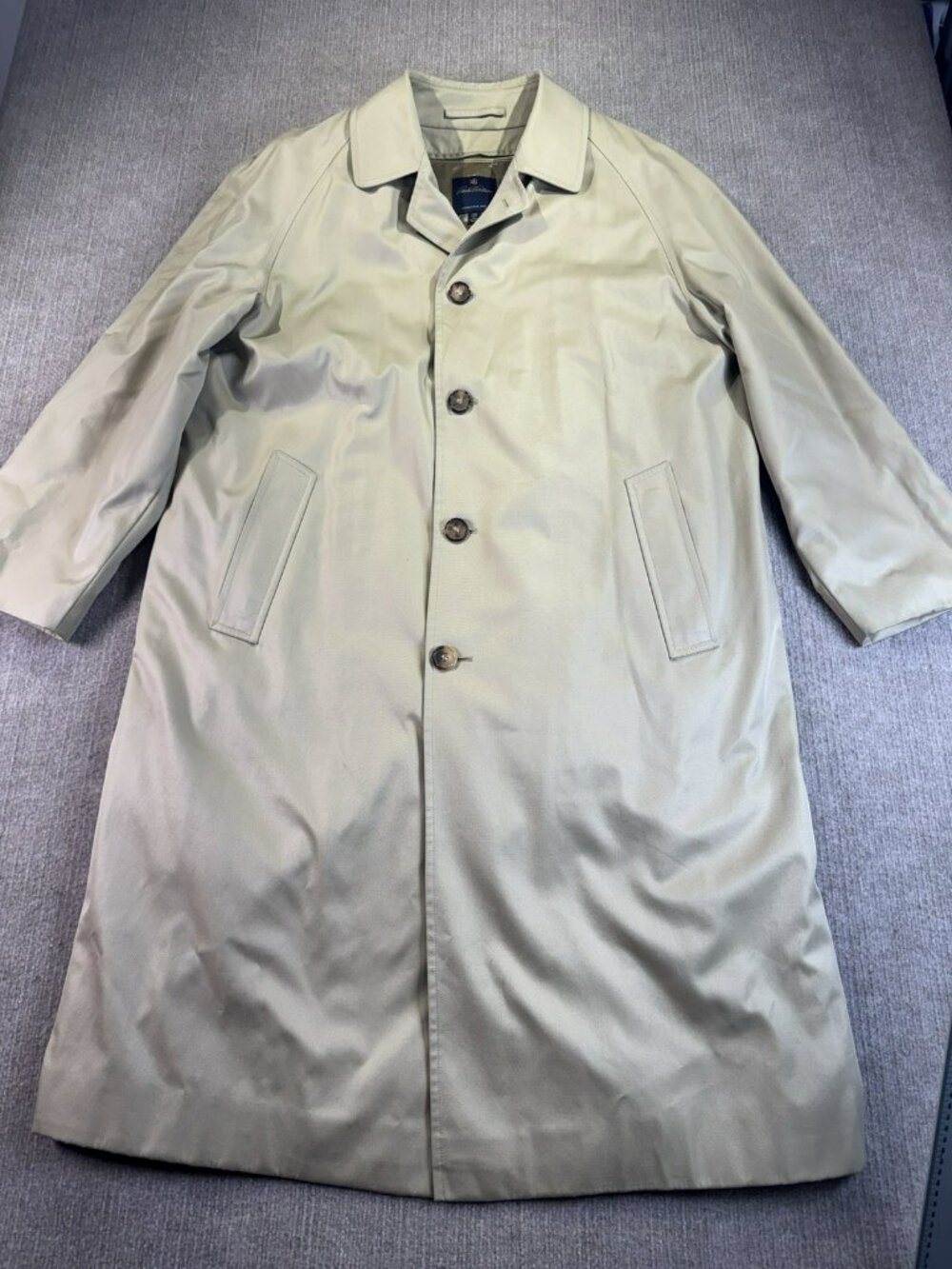 VTV Brooks Brothers Trench Rain Coat Removable Nova Wool Lining Mens XL Beige